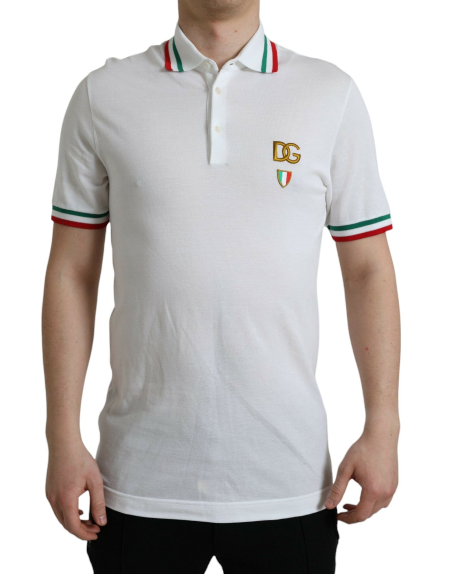 Dolce & Gabbana Elegant White Cotton Polo with Logo Detail