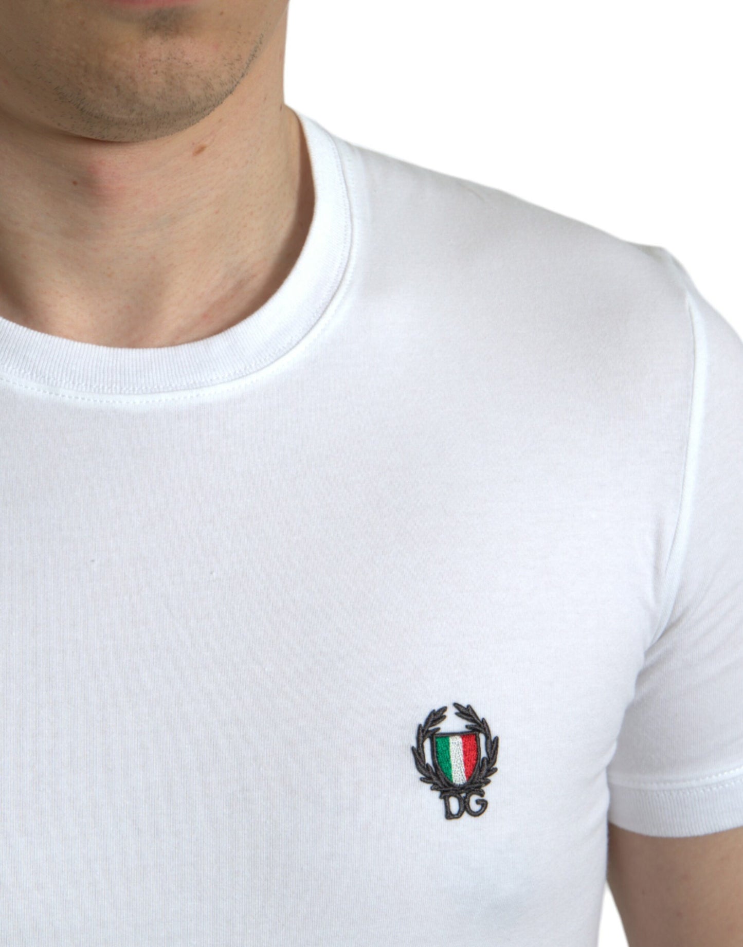 Dolce & Gabbana Elegant White Logo Crest Tee