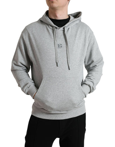 Dolce &amp; Gabbana Grauer Kapuzenpullover aus Baumwolle mit Logo