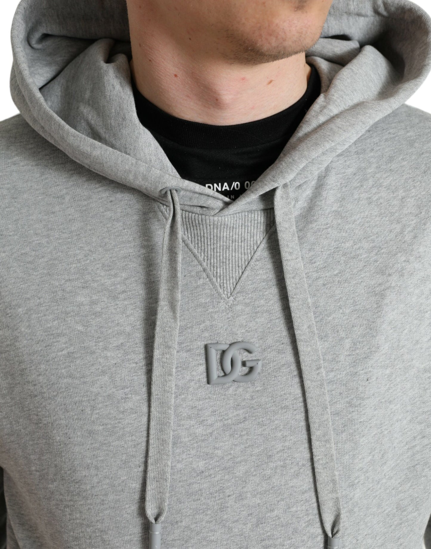 Dolce &amp; Gabbana Grauer Kapuzenpullover aus Baumwolle mit Logo