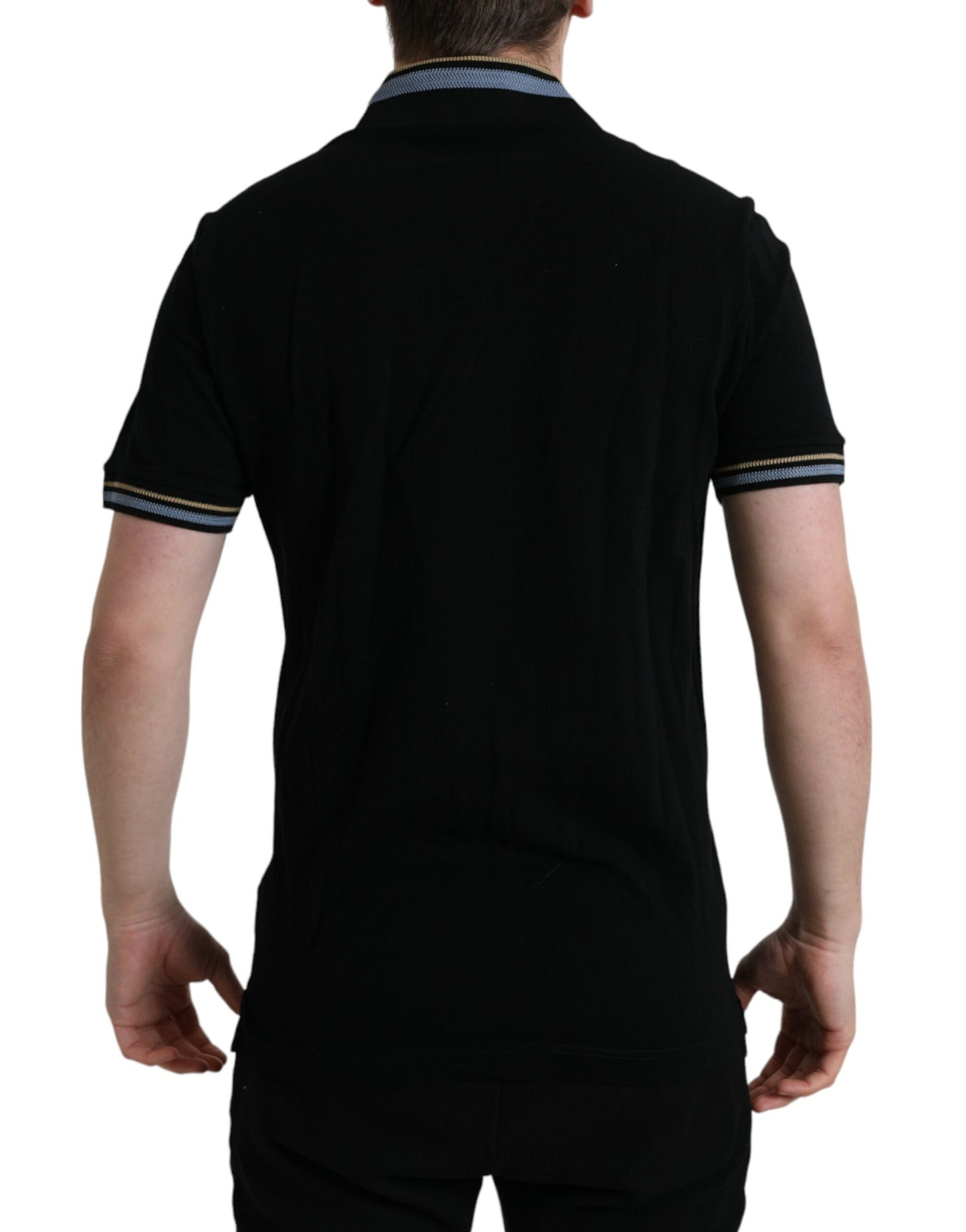 Dolce & Gabbana Elegant Black V-Neck Polo Tee