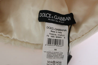 Weiße Xiangao-Lammfellmütze von Dolce &amp; Gabbana