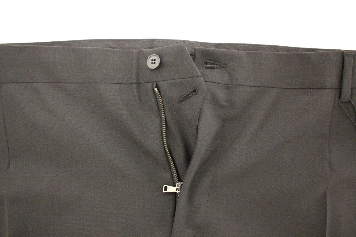 Dolce &amp; Gabbana Schwarze Stretch-Plisseehose aus Wolle