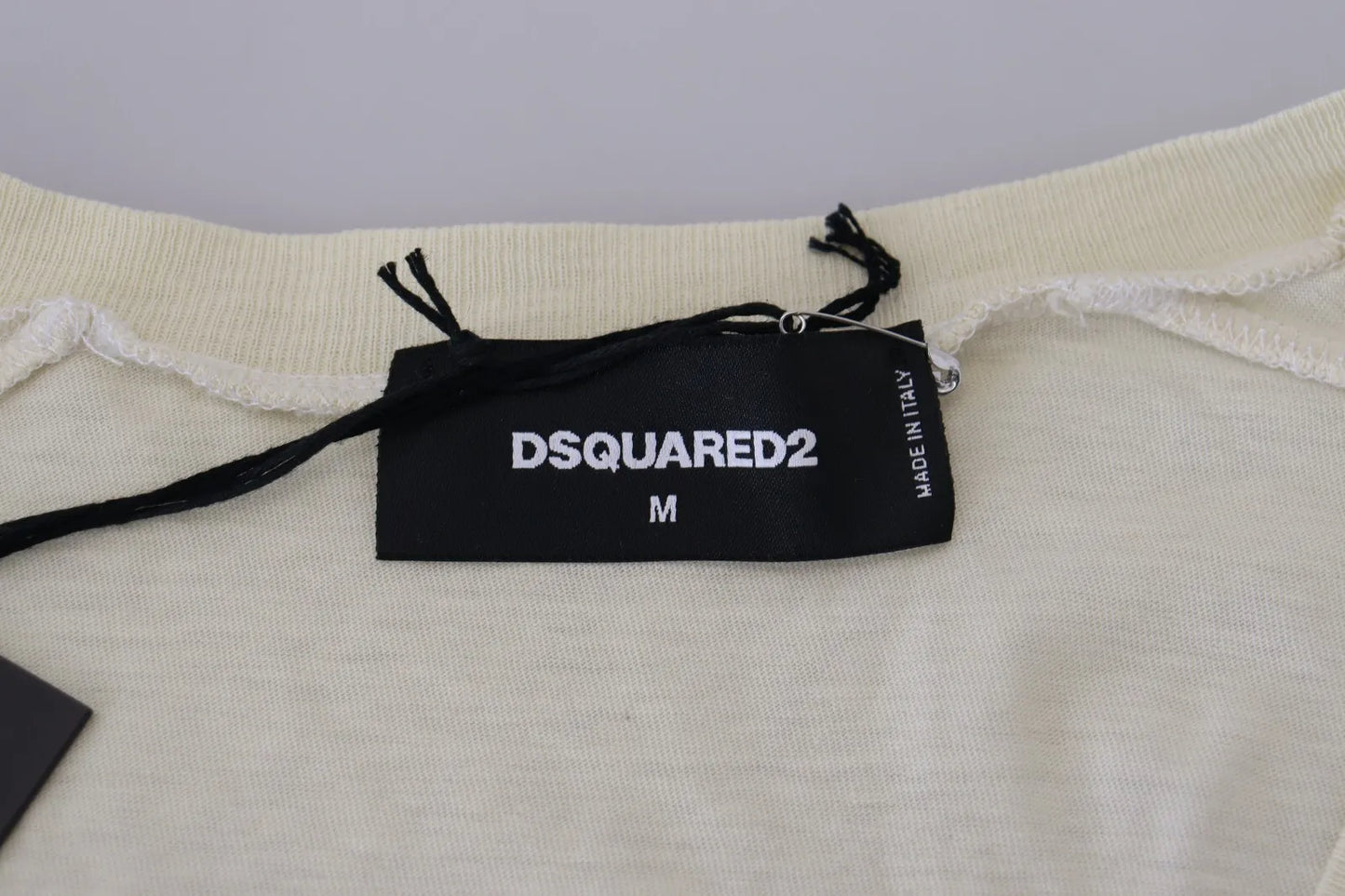 Dsquared² Off White Cotton Short Sleeves V-neck T-shirt