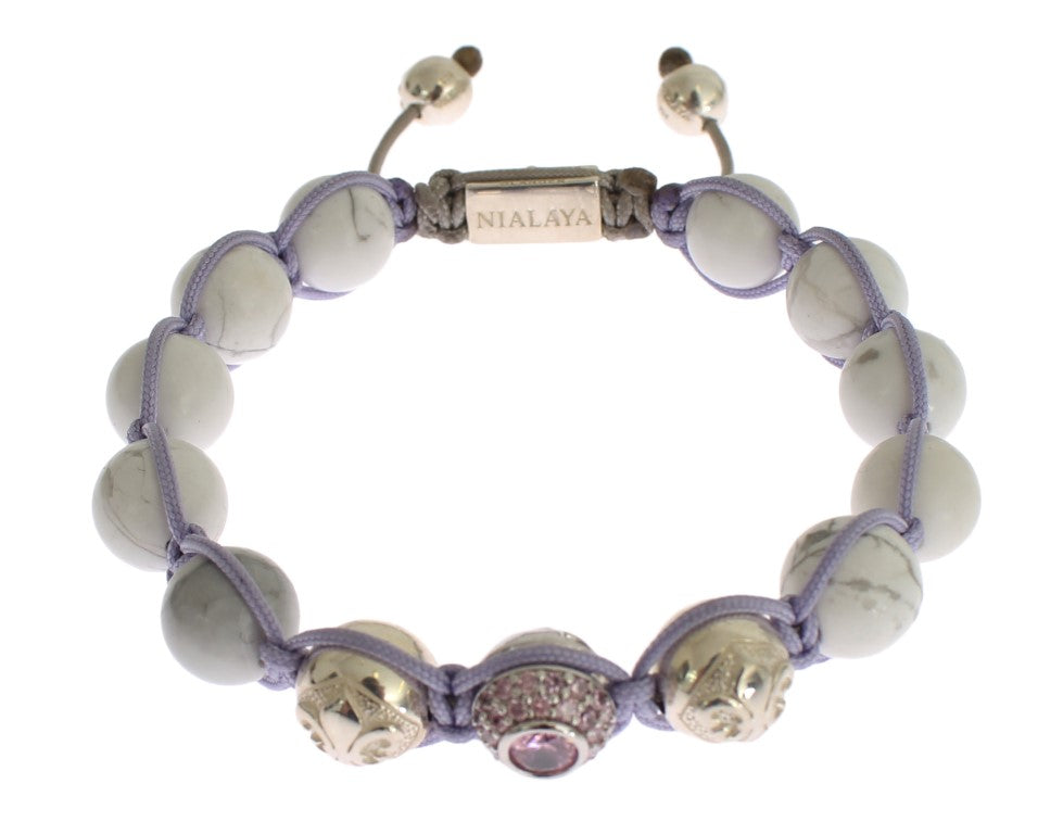 Nialaya Elegant Silver Purple CZ & Howlite Bracelet