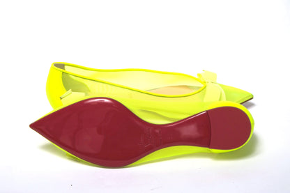 Christian Louboutin Fluro Gelber Schuh mit flacher spitzer Zehenpartie