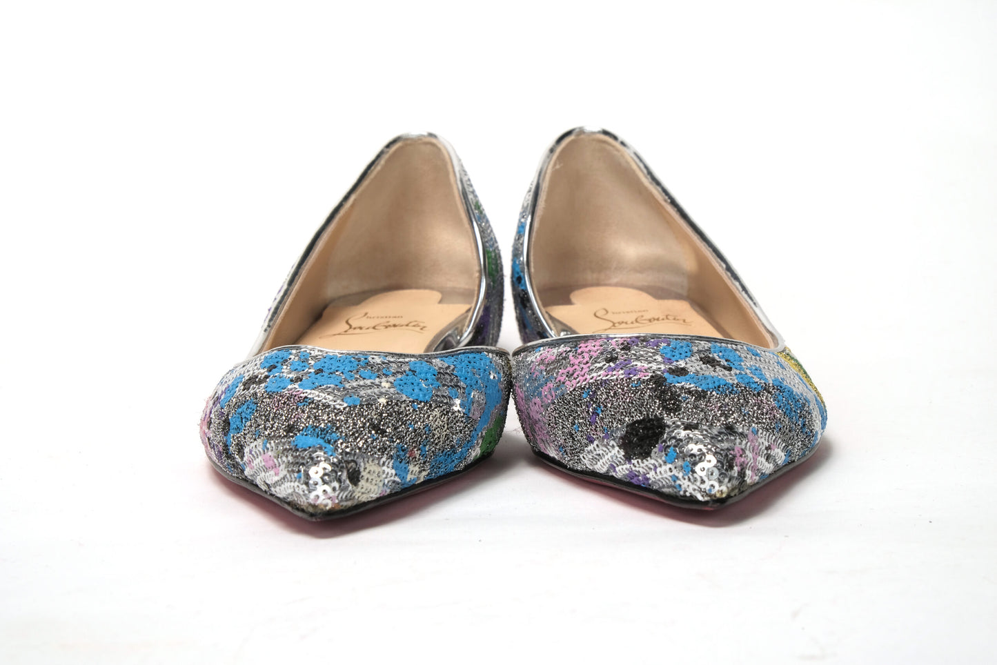 Christian Louboutin Multicolor Silver Flat Point Toe Shoe