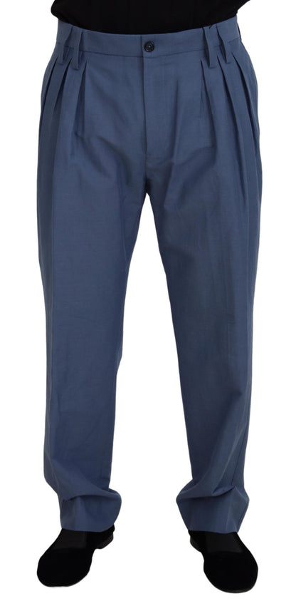 Dolce &amp; Gabbana Blaue Chino-Herrenhose aus Leinen