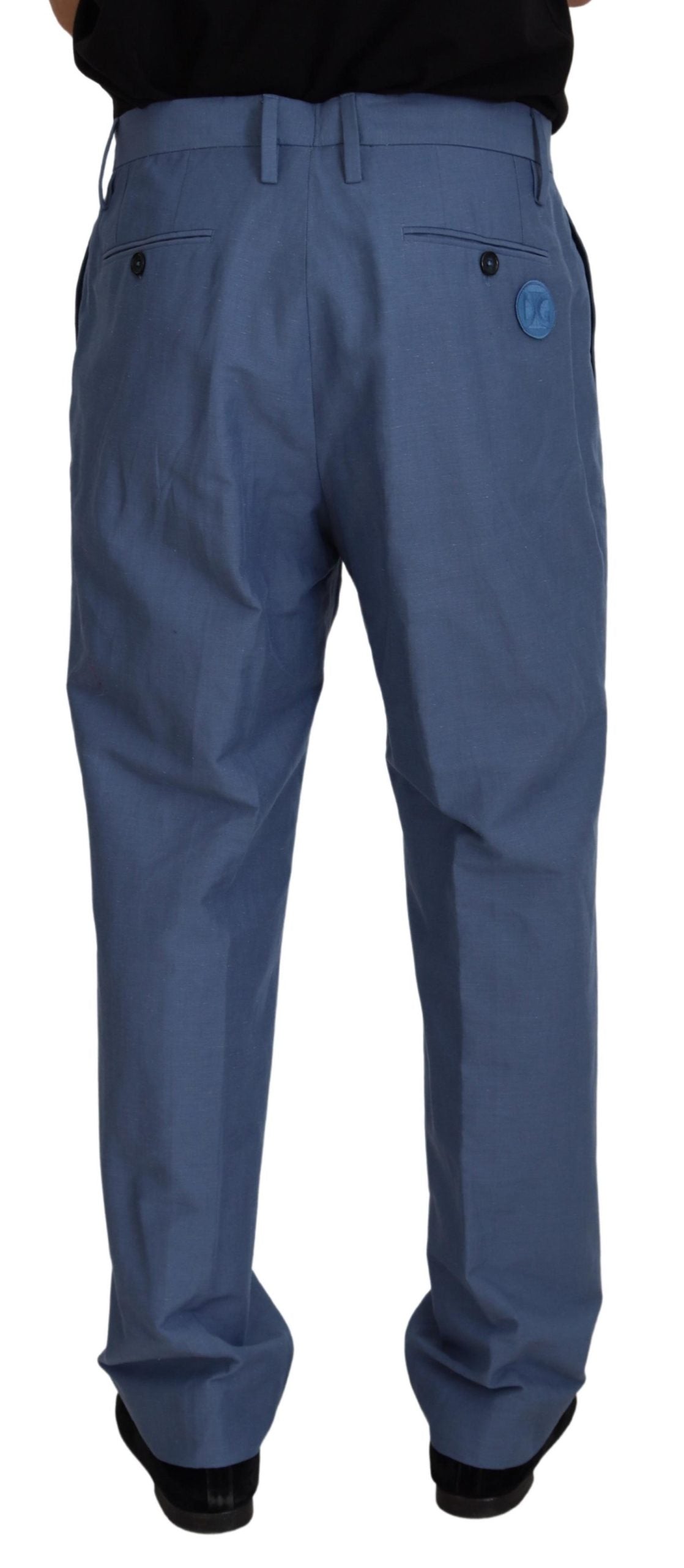 Dolce &amp; Gabbana Blaue Chino-Herrenhose aus Leinen