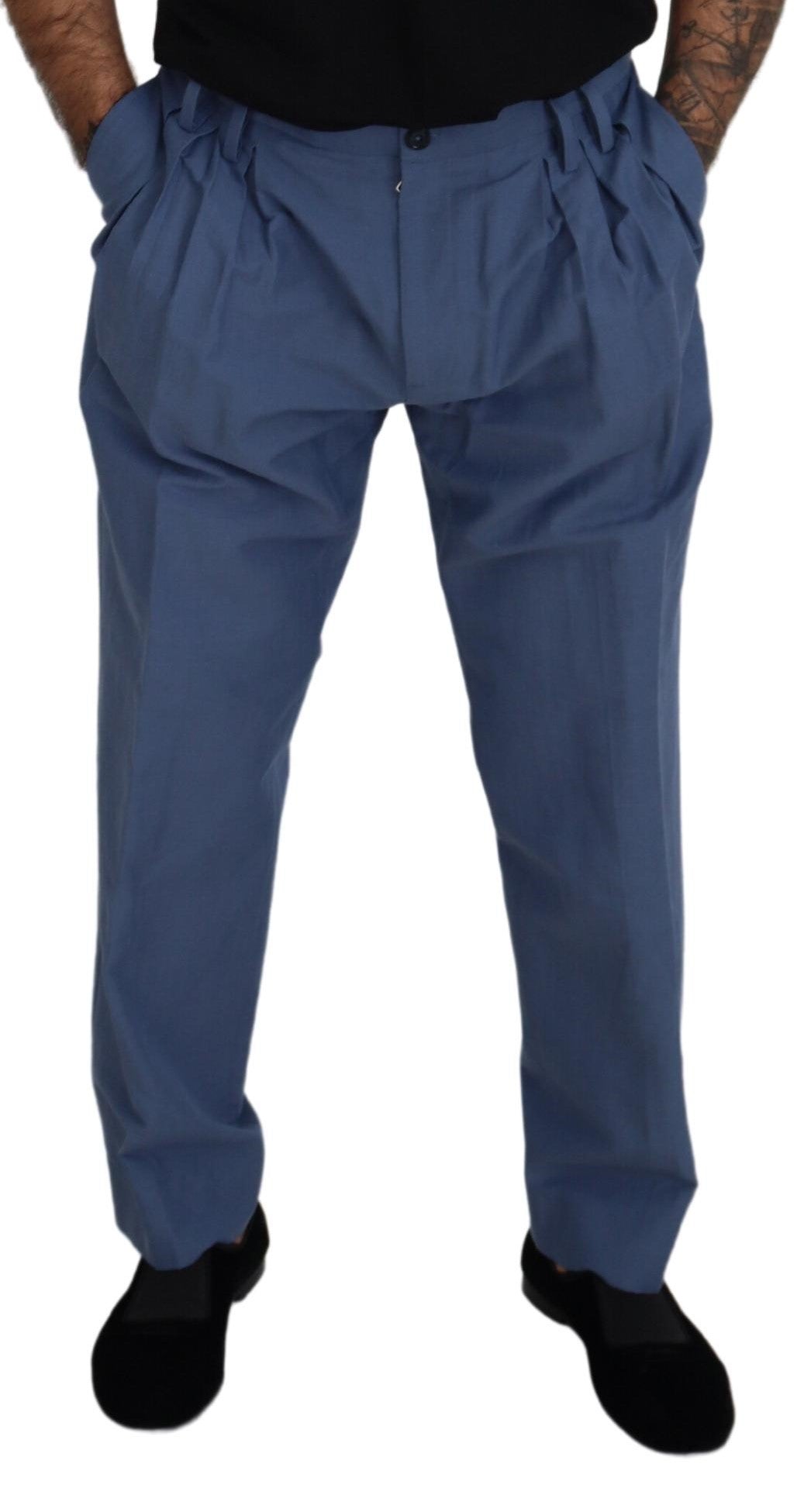 Dolce &amp; Gabbana Blaue Chino-Herrenhose aus Leinen