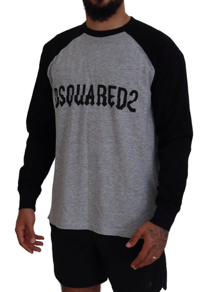 Dsquared² Two Tone Printed Long Sleeves Crew Neck T-shirt