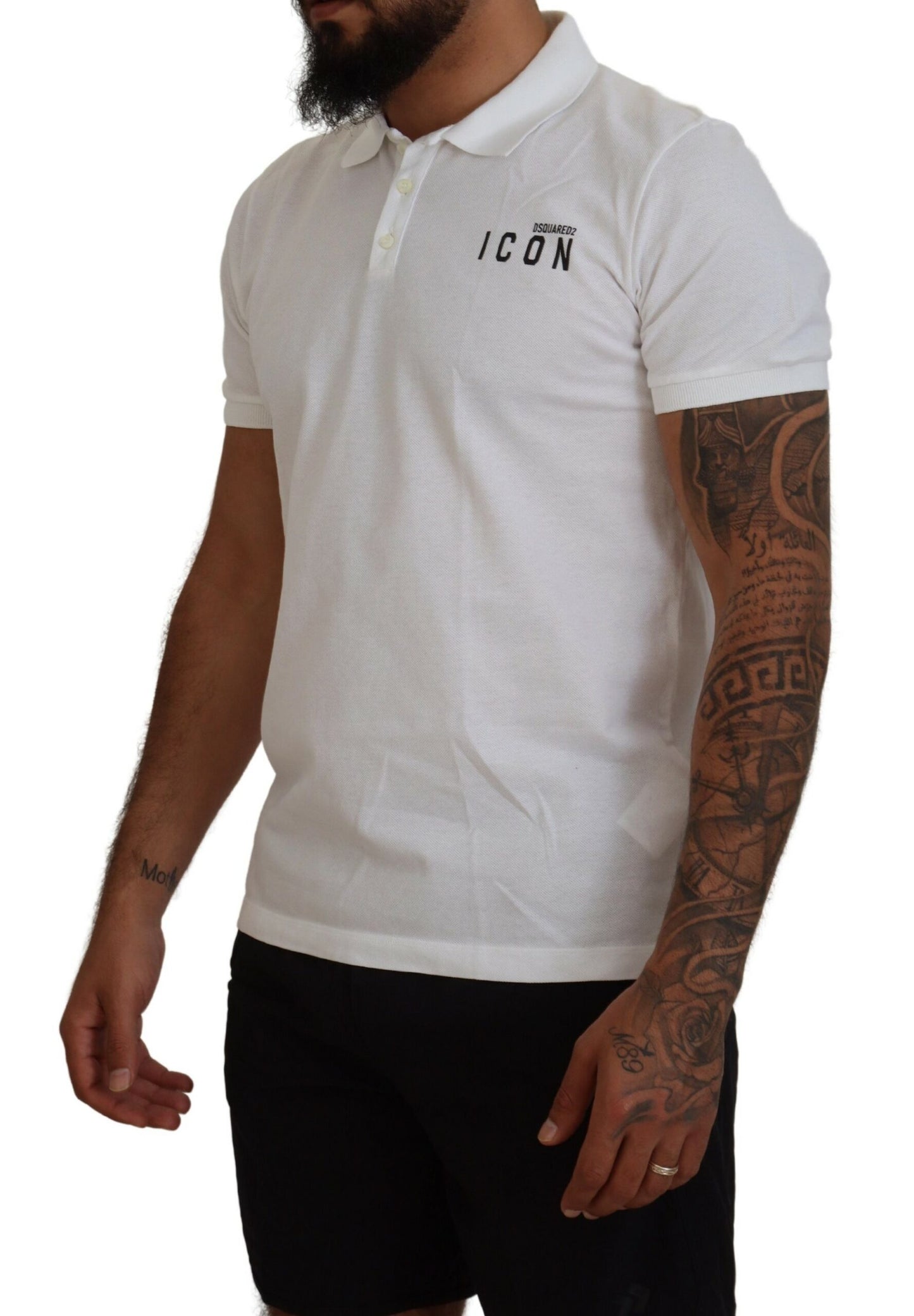 Dsquared² White Cotton Short Sleeves Collared T-shirt