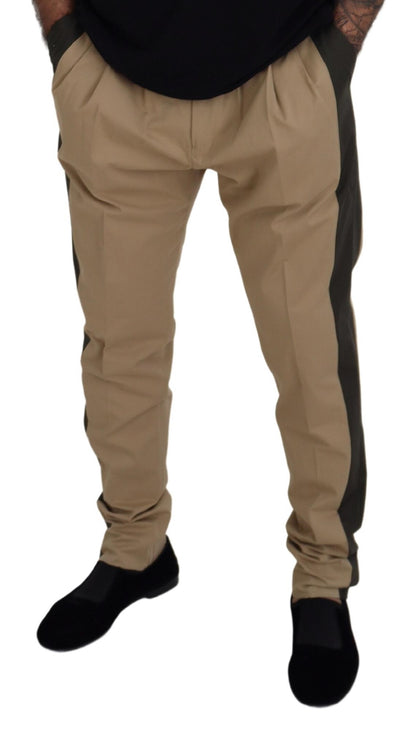 Dolce &amp; Gabbana Braun-schwarze Baumwoll-Chino-Herrenhose