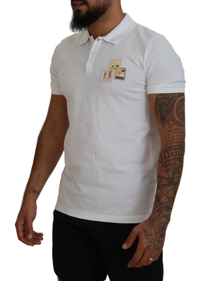 Dsquared² White Cotton Short Sleeves Collared T-shirt