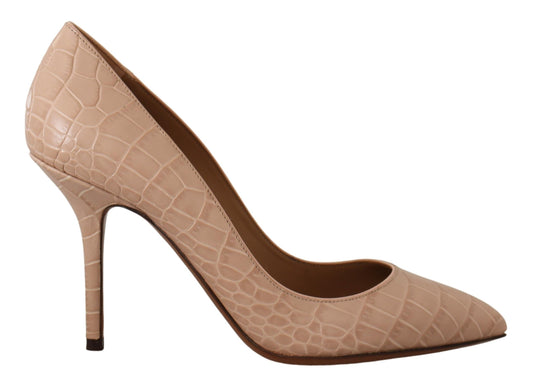 Dolce &amp; Gabbana Beige Nude Leder BELLUCCI Heels Pumps Schuhe