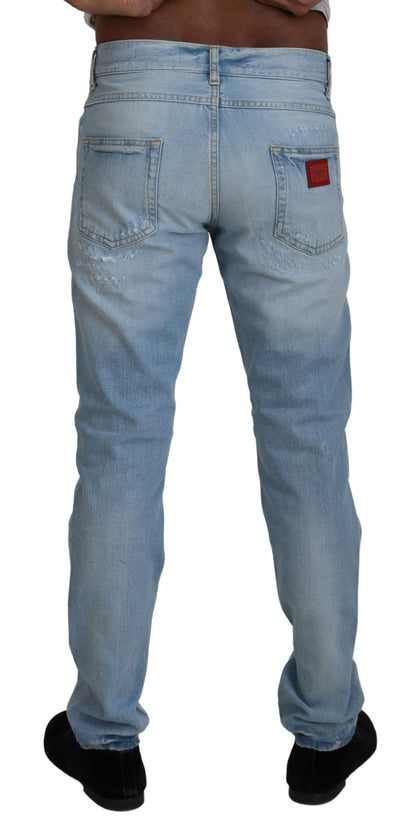 Dolce &amp; Gabbana Hellblaue zerfetzte, lässige Denim-Jeans aus Baumwolle