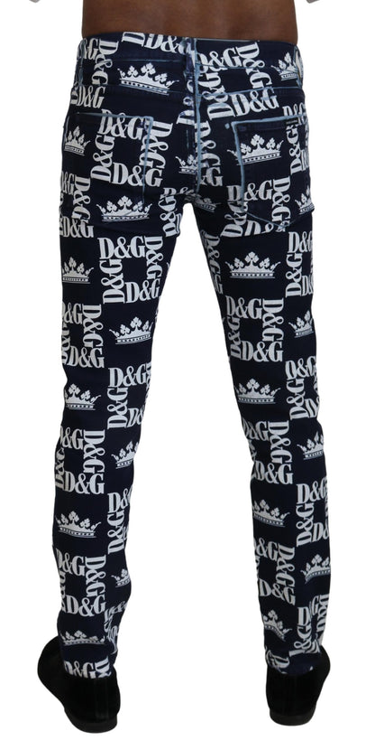 Dolce &amp; Gabbana – Blaue DG Crown Skinny-Denim-Jeans aus Baumwolle