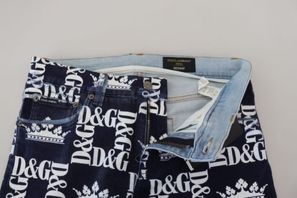 Dolce &amp; Gabbana – Blaue DG Crown Skinny-Denim-Jeans aus Baumwolle