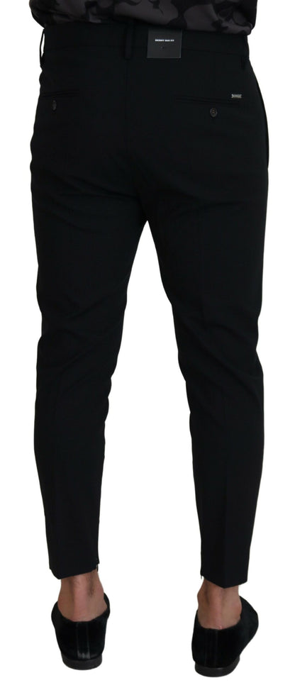 Dsquared² Black Wool Tapered Slim Fit Men Pants