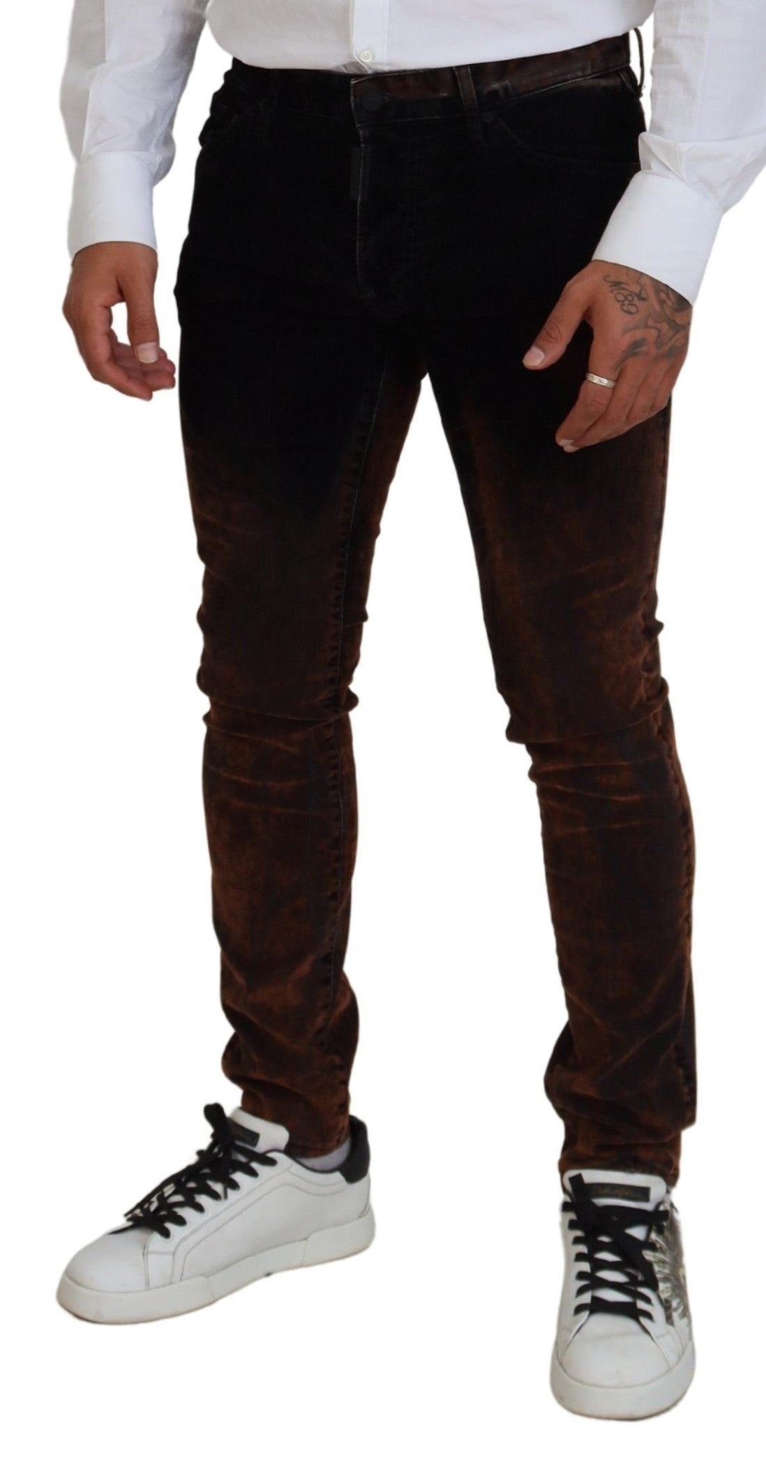 Dsquared² Brown Washed Cotton Skinny Casual Denim Jeans