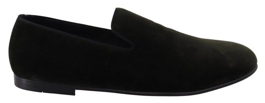 Dolce &amp; Gabbana Slip-on-Herren-Loafer-Schuhe aus grünem Samt