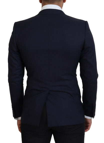 Dolce &amp; Gabbana Slim-Fit-Mantelblazer aus blauer Wolle