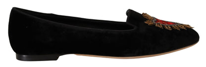 Dolce &amp; Gabbana Schwarze DG Sacred Heart Patch Slip-On-Schuhe