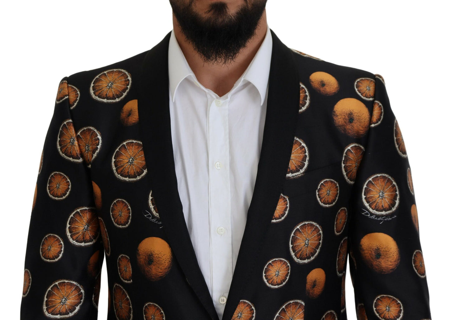 Dolce &amp; Gabbana Schwarz-Orange bedruckter Mantel Martini-Blazer