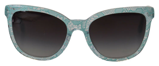 Dolce &amp; Gabbana Blaue DG4190 Schmetterlings-Sonnenbrille aus Acetat mit Spitzenkristall