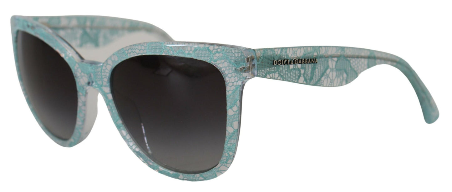 Dolce &amp; Gabbana Blaue DG4190 Schmetterlings-Sonnenbrille aus Acetat mit Spitzenkristall