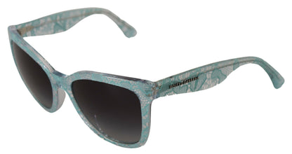 Dolce &amp; Gabbana Blaue DG4190 Schmetterlings-Sonnenbrille aus Acetat mit Spitzenkristall