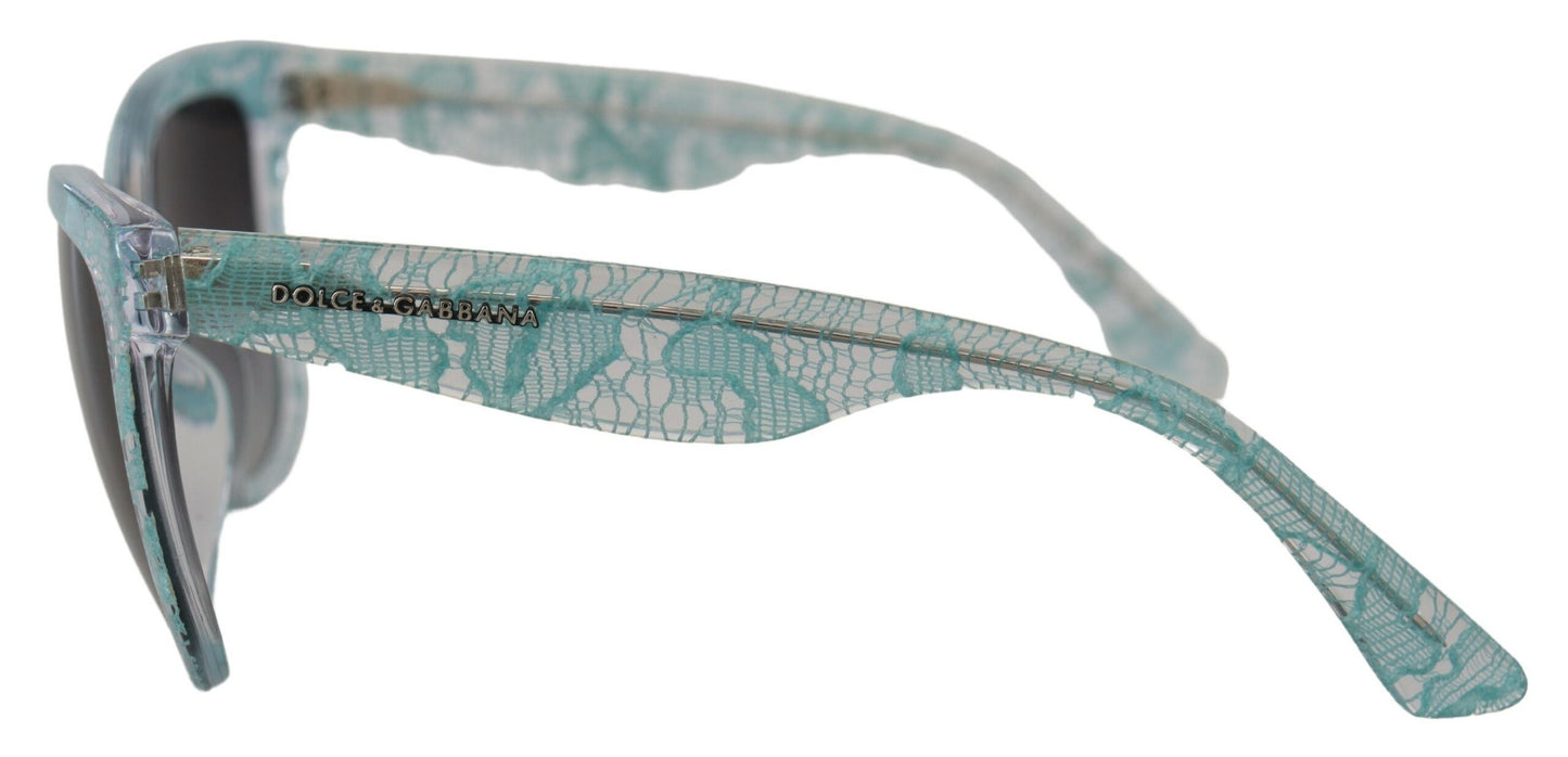 Dolce &amp; Gabbana Blaue DG4190 Schmetterlings-Sonnenbrille aus Acetat mit Spitzenkristall