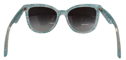 Dolce &amp; Gabbana Blaue DG4190 Schmetterlings-Sonnenbrille aus Acetat mit Spitzenkristall