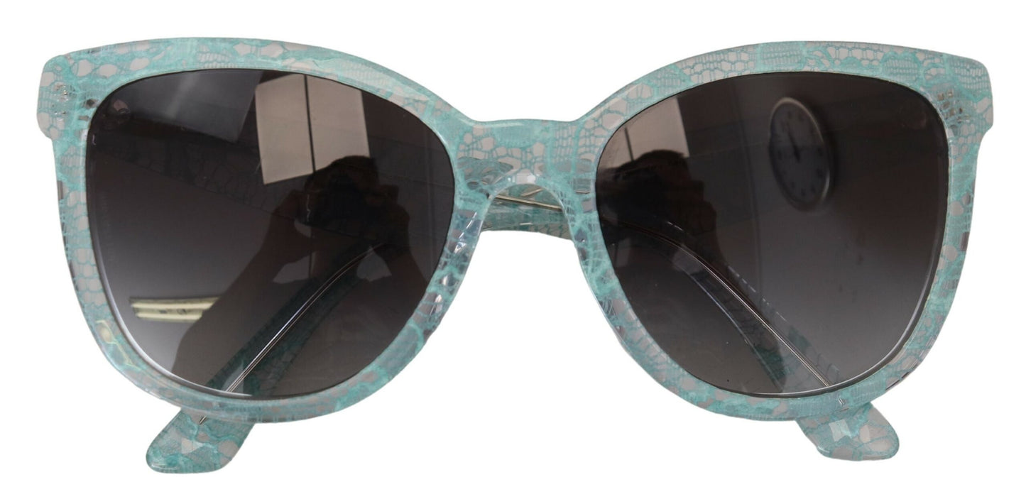 Dolce &amp; Gabbana Blaue DG4190 Schmetterlings-Sonnenbrille aus Acetat mit Spitzenkristall