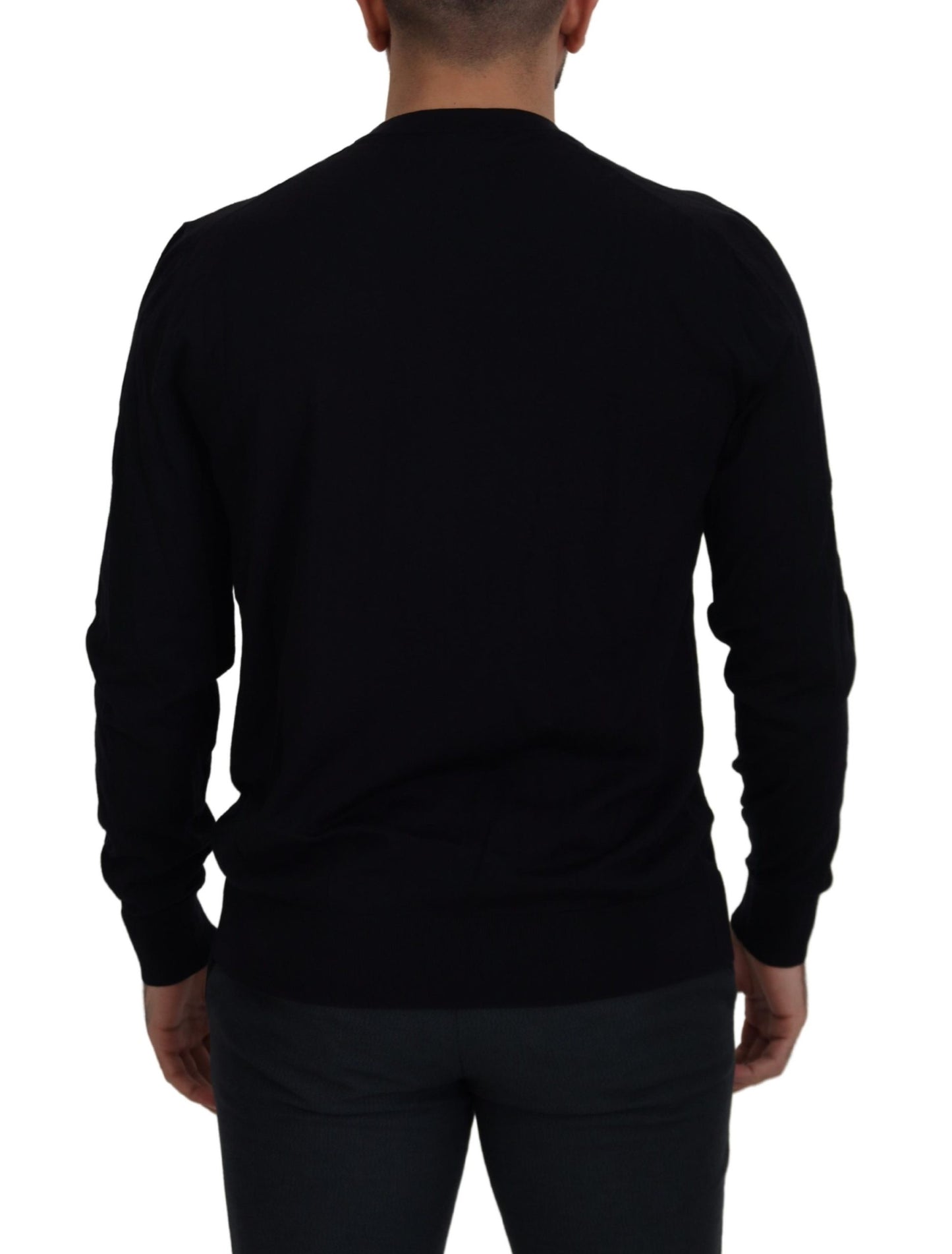 Dolce & Gabbana Elegant Black Virgin Wool Pullover Sweater