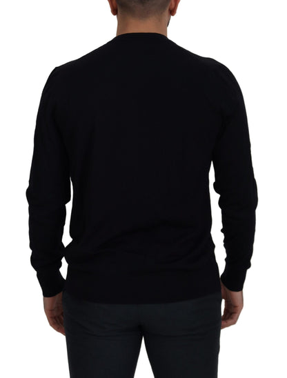 Dolce &amp; Gabbana Schwarzer Pullover mit Rundhalsausschnitt aus Schurwolle