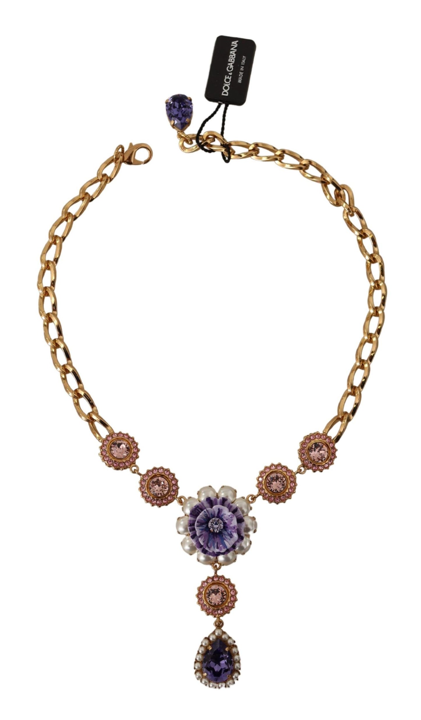 Dolce & Gabbana Elegant Floral Crystal Statement Necklace