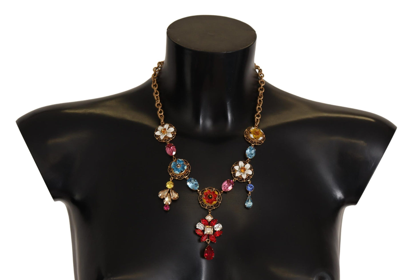 Dolce &amp; Gabbana Statement-Halskette mit floralem Sizilien-Charm aus vergoldetem Messing