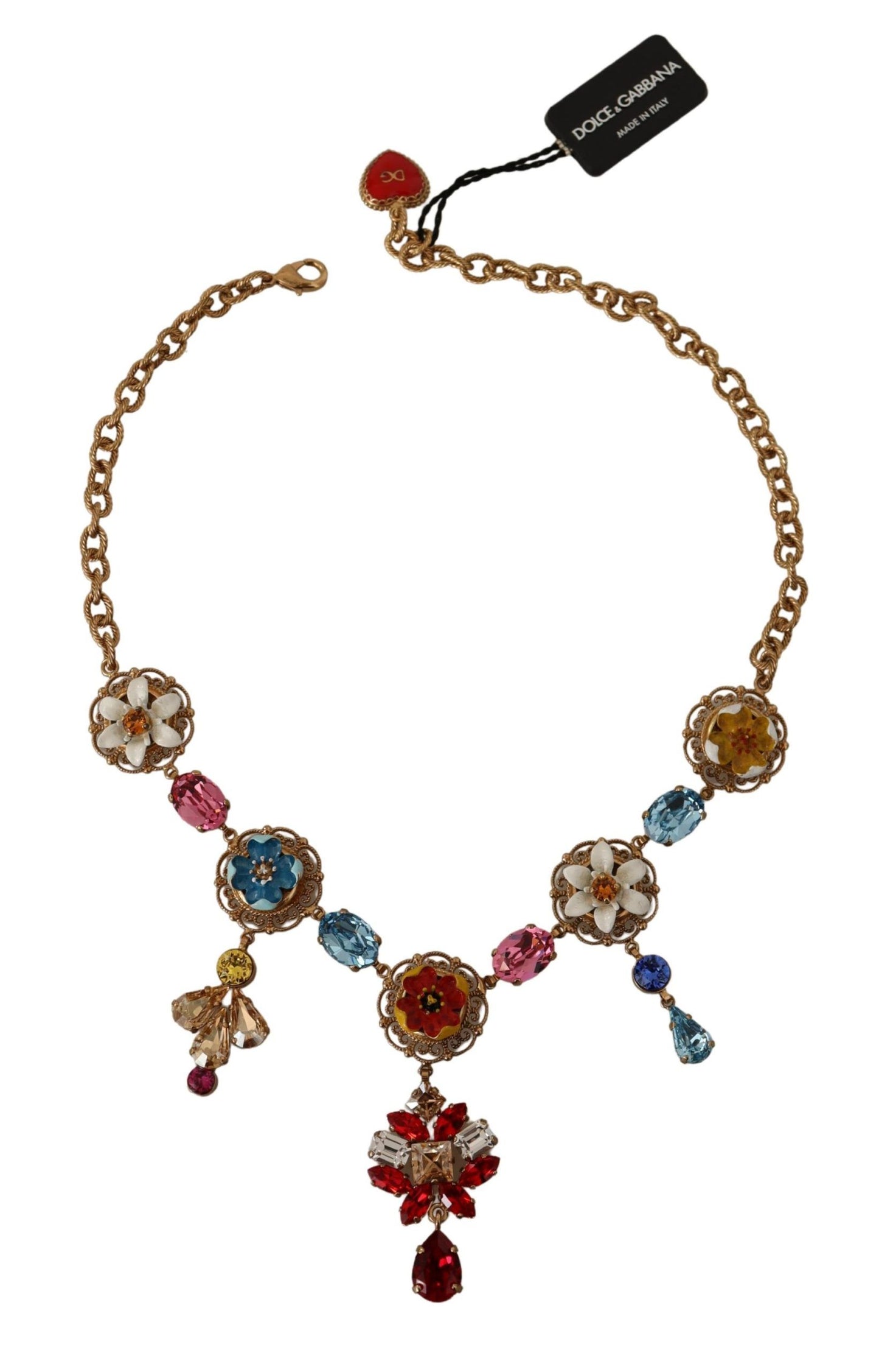 Dolce &amp; Gabbana Statement-Halskette mit floralem Sizilien-Charm aus vergoldetem Messing