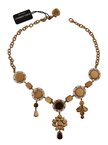 Dolce &amp; Gabbana Statement-Halskette mit floralem Sizilien-Charm aus vergoldetem Messing