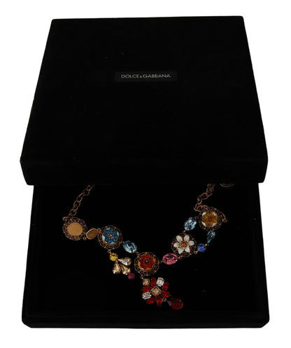 Dolce &amp; Gabbana Statement-Halskette mit floralem Sizilien-Charm aus vergoldetem Messing