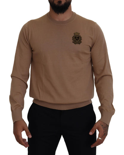 Dolce &amp; Gabbana Beige Kaschmir-Kronen-Logo-Pullover-Pullover