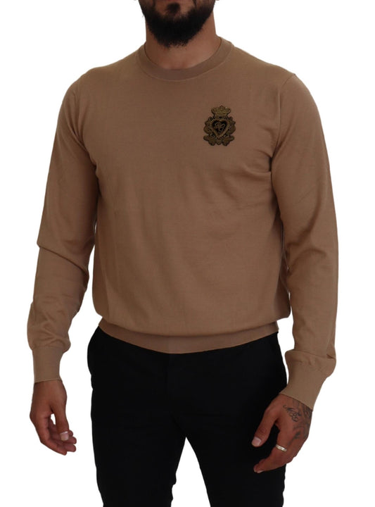 Dolce &amp; Gabbana Beige Kaschmir-Kronen-Logo-Pullover-Pullover