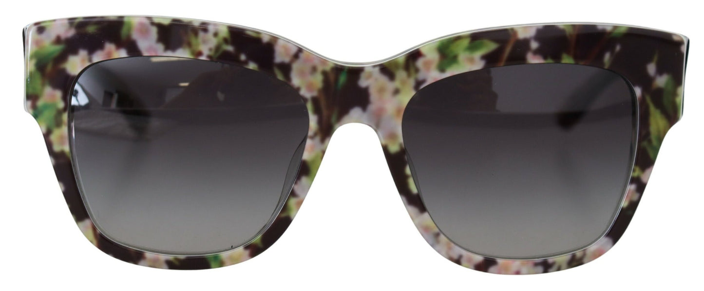 Dolce &amp; Gabbana Schwarze DG4231F florale Acetat-Sonnenbrille mit rechteckigen Farbtönen