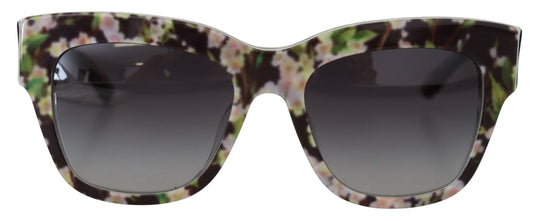 Dolce &amp; Gabbana Schwarze DG4231F florale Acetat-Sonnenbrille mit rechteckigen Farbtönen