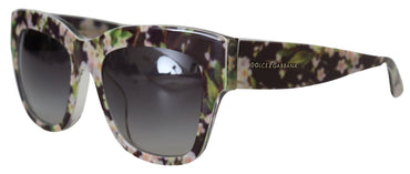 Dolce &amp; Gabbana Schwarze DG4231F florale Acetat-Sonnenbrille mit rechteckigen Farbtönen