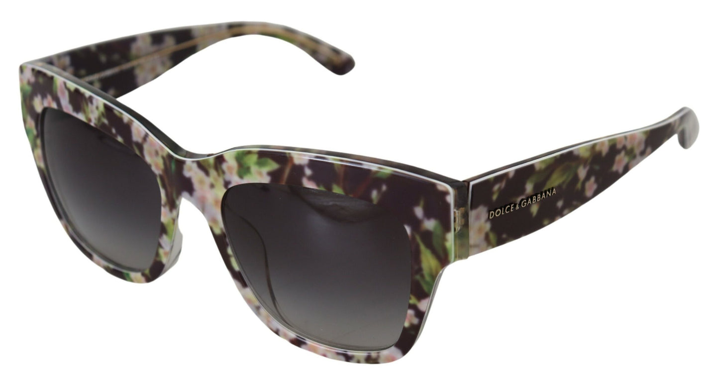 Dolce &amp; Gabbana Schwarze DG4231F florale Acetat-Sonnenbrille mit rechteckigen Farbtönen