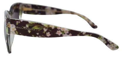 Dolce &amp; Gabbana Schwarze DG4231F florale Acetat-Sonnenbrille mit rechteckigen Farbtönen