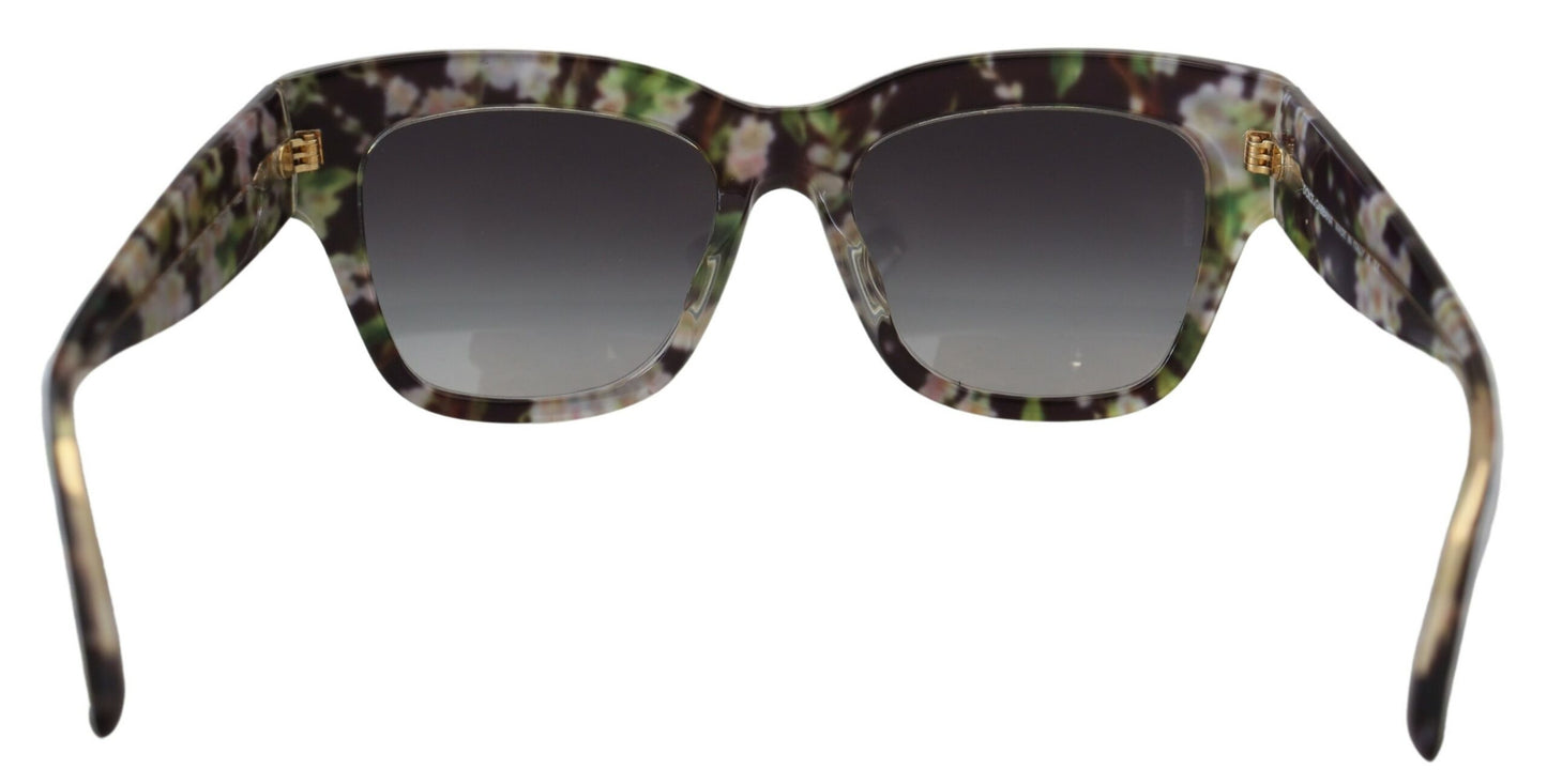 Dolce &amp; Gabbana Schwarze DG4231F florale Acetat-Sonnenbrille mit rechteckigen Farbtönen