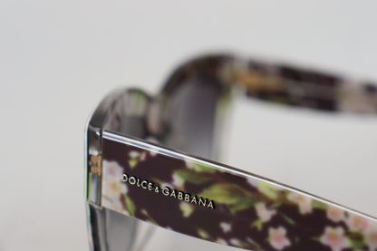 Dolce &amp; Gabbana Schwarze DG4231F florale Acetat-Sonnenbrille mit rechteckigen Farbtönen